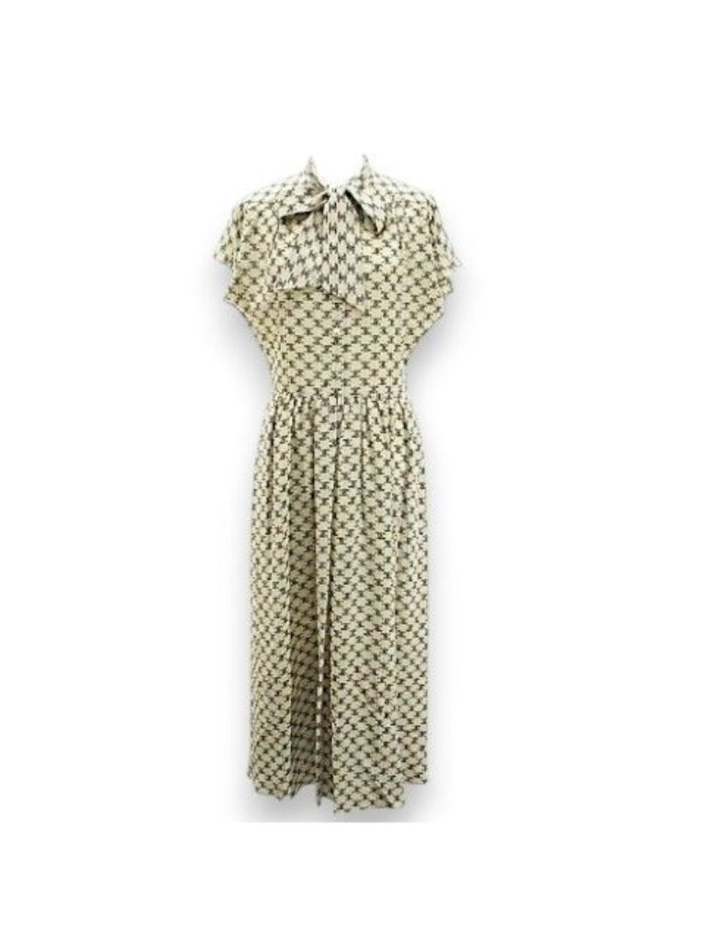 Celine Triomphe Lavalliere Dress Silk Beige Ribbon 36